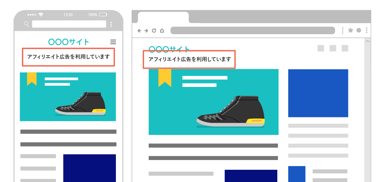 サイトのヘッダー部分に表示