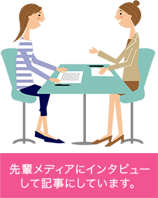 先輩メディアにインタビューして記事にしています。
